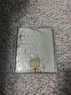 Michael Kors Silver Metallic Embossed MK Tablet Sleeve